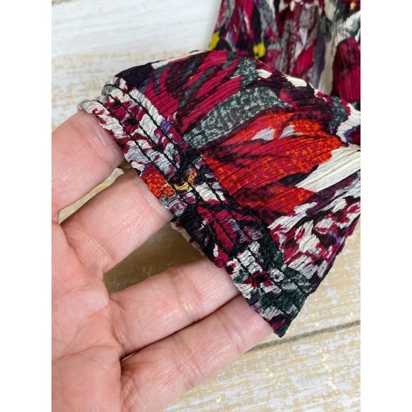 Lucky Brand Bohemian Split Tie Neck Floral Print Long Sleeve Size Small Blouse - Picture 8 of 8